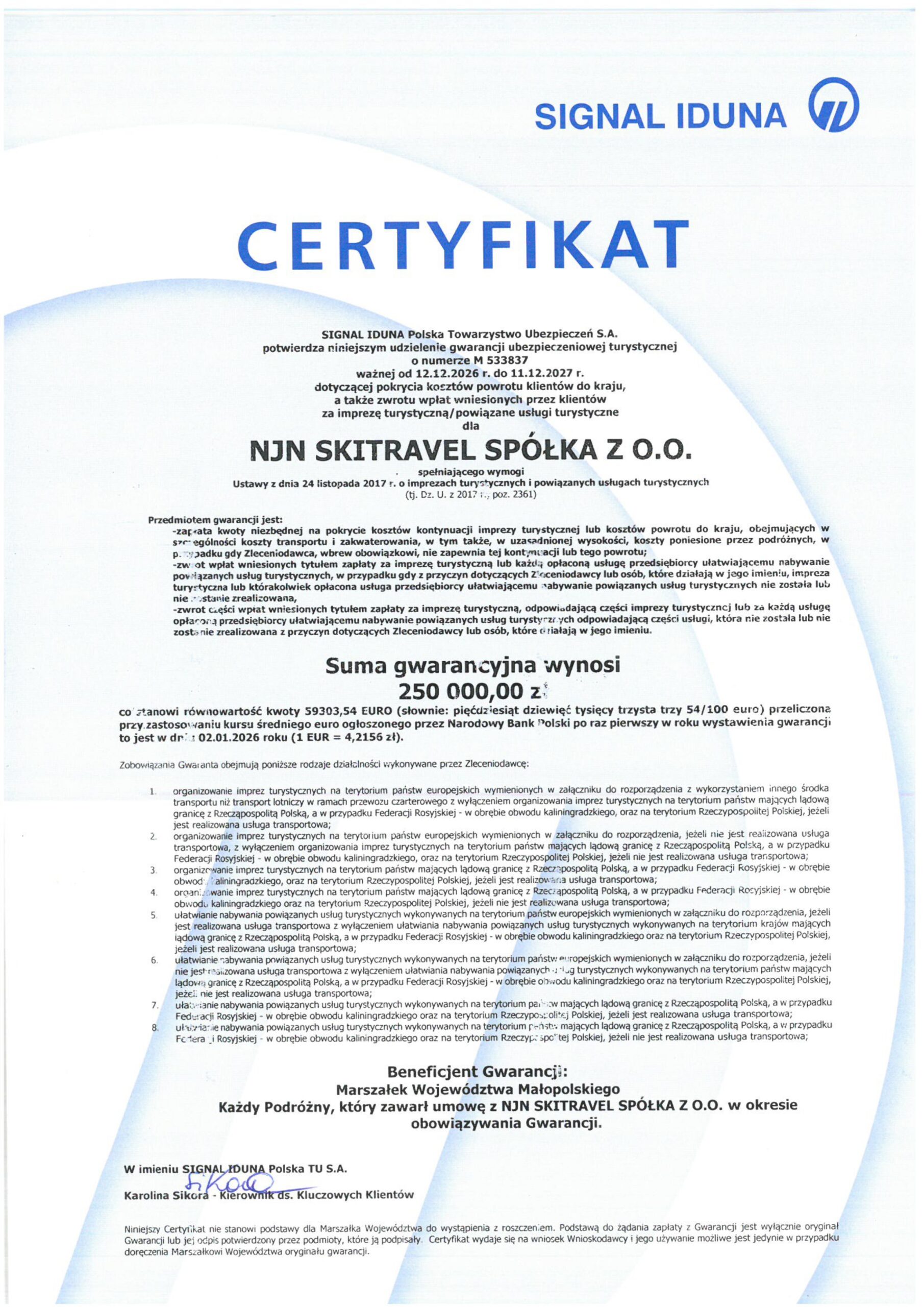 Certyfikat Signal Iduna 2026/27